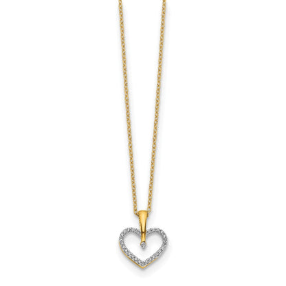 14K Gelbgold Herz-Anhänger mit echten Diamanten