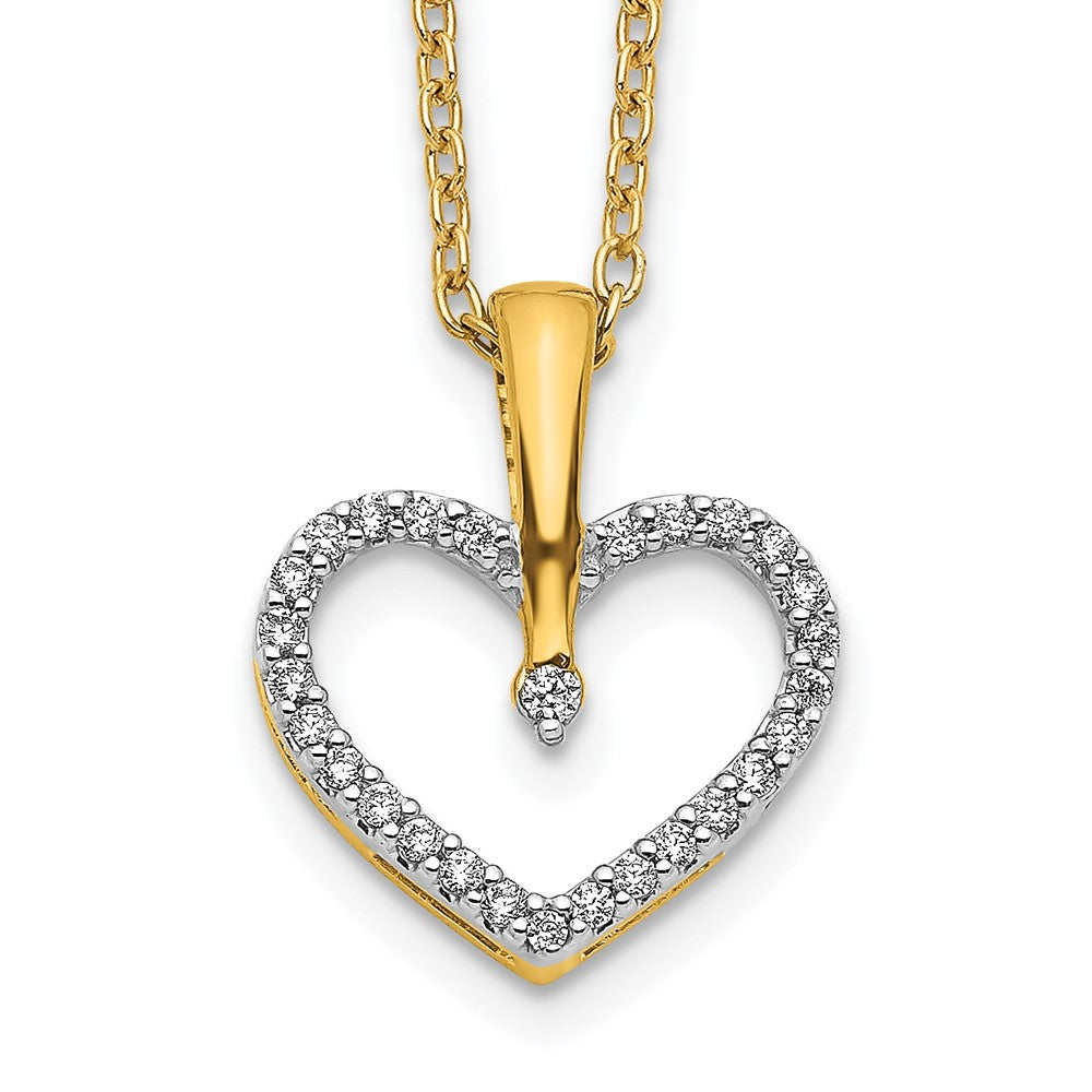 14K Gelbgold Herz-Anhänger mit echten Diamanten