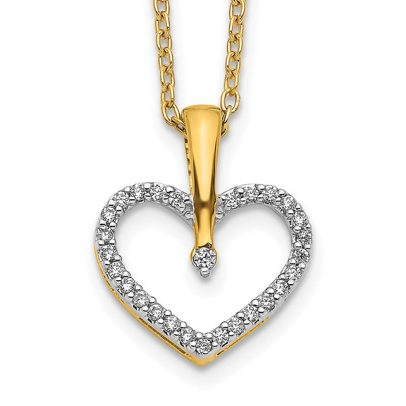 14K Gelbgold Herz-Anhänger mit echten Diamanten