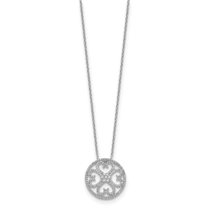 14k Weißgold Vintage-Herzen-Anhänger mit echten Diamanten