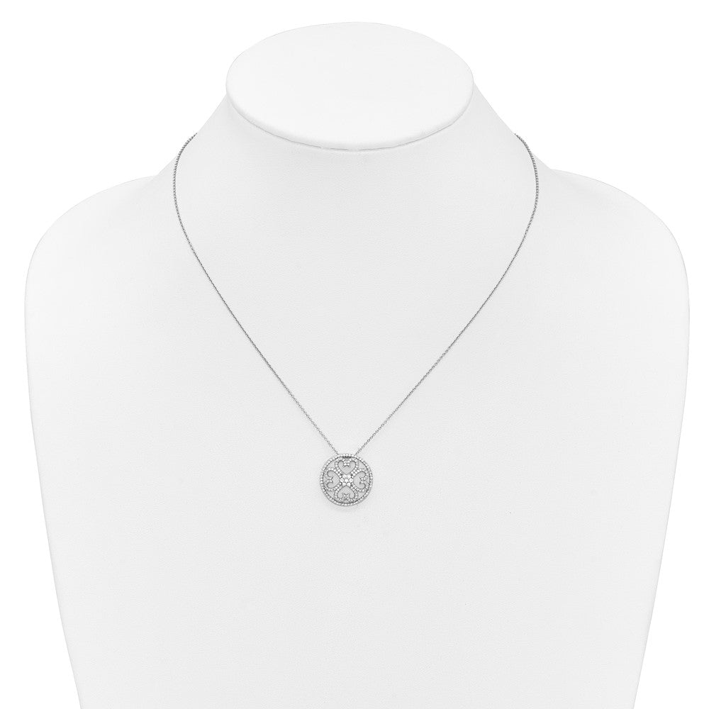 14k Weißgold Vintage-Herzen-Anhänger mit echten Diamanten