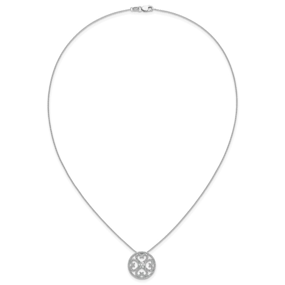 14k Weißgold Vintage-Herzen-Anhänger mit echten Diamanten