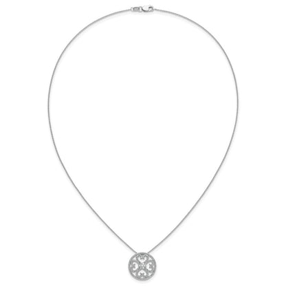 14k Weißgold Vintage-Herzen-Anhänger mit echten Diamanten