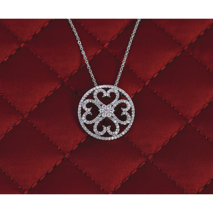 14k Weißgold Vintage-Herzen-Anhänger mit echten Diamanten