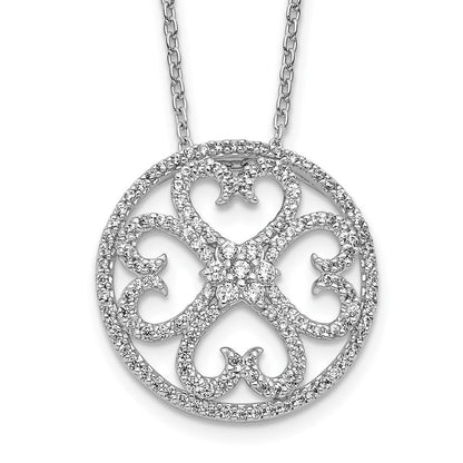 14k Weißgold Vintage-Herzen-Anhänger mit echten Diamanten
