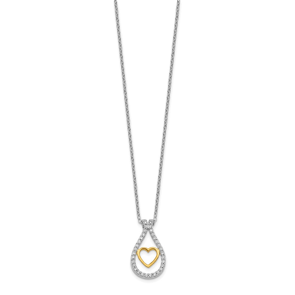 14K Bicolor-Gold Herzanhänger mit echten Diamanten