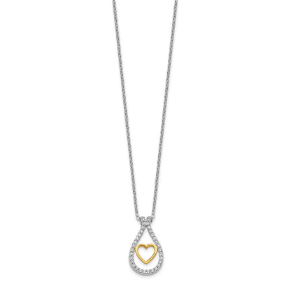 14K Bicolor-Gold Herzanhänger mit echten Diamanten
