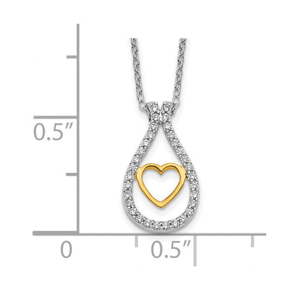 14K Bicolor-Gold Herzanhänger mit echten Diamanten