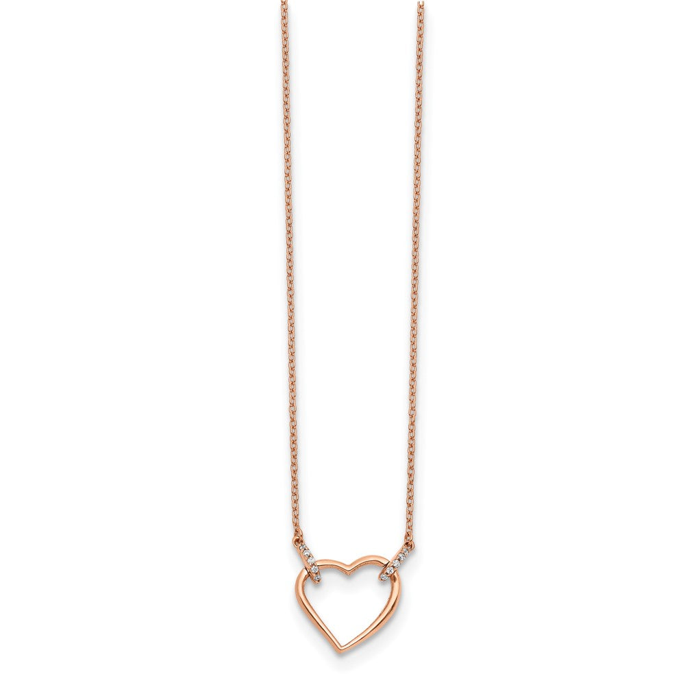14K Roségold Echt Diamant Herz 18 Zoll Halskette