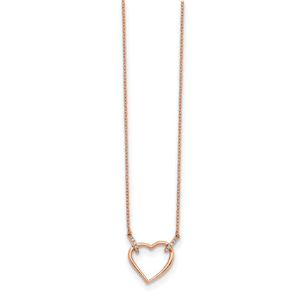 14K Roségold Echt Diamant Herz 18 Zoll Halskette