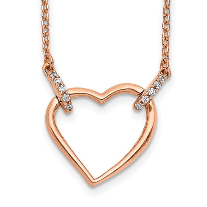 14K Roségold Echt Diamant Herz 18 Zoll Halskette