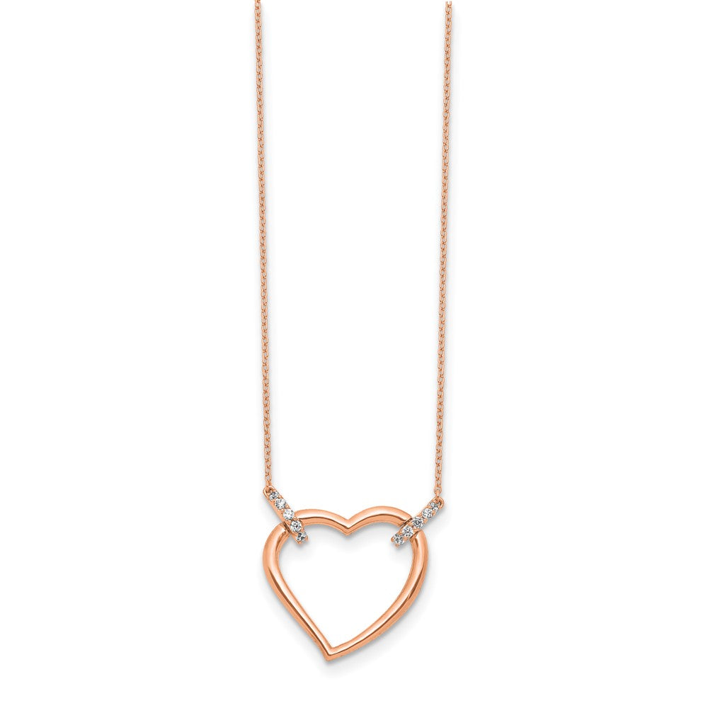 14K Roségold Echt Diamant Herz 18 Zoll Halskette