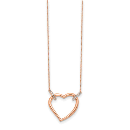 14K Roségold Echt Diamant Herz 18 Zoll Halskette