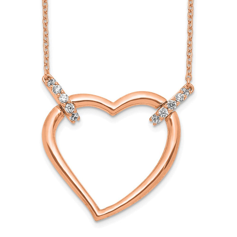14K Roségold Echt Diamant Herz 18 Zoll Halskette
