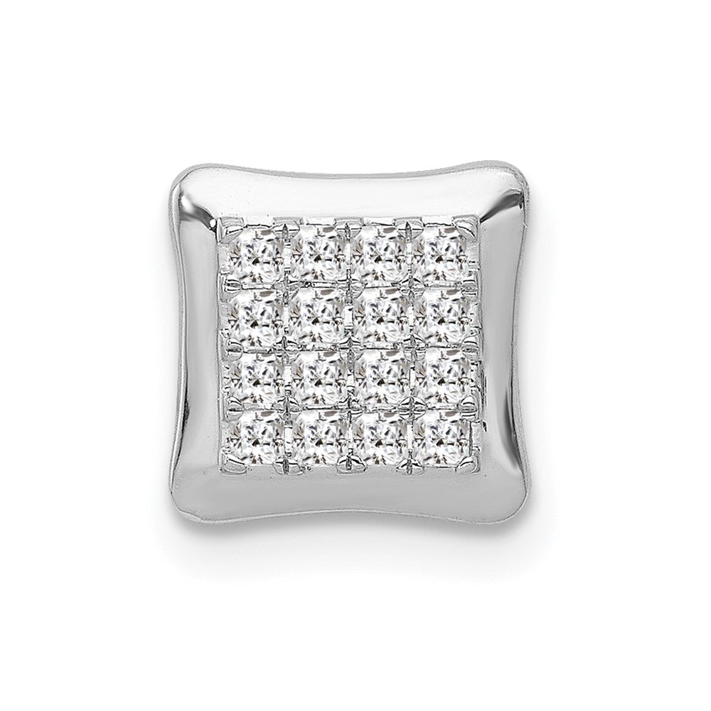 14K Weißgold 1/4ct. Echt Diamant Quadratisch Cluster Kette Anhänger
