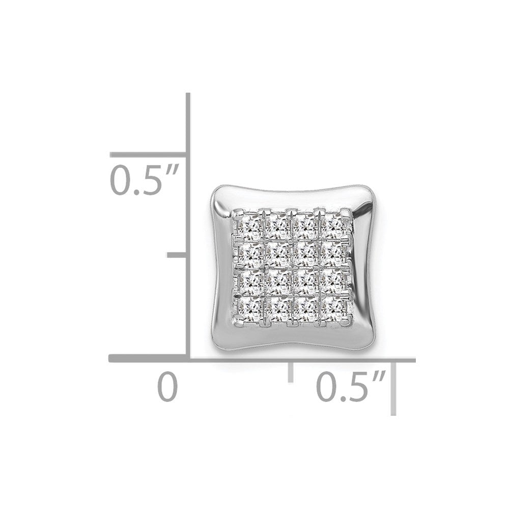 14K Weißgold 1/2ct. Echt Diamant Quadratisch Cluster Kette Anhänger