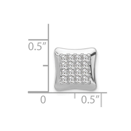 14K Weißgold 1/2ct. Echt Diamant Quadratisch Cluster Kette Anhänger