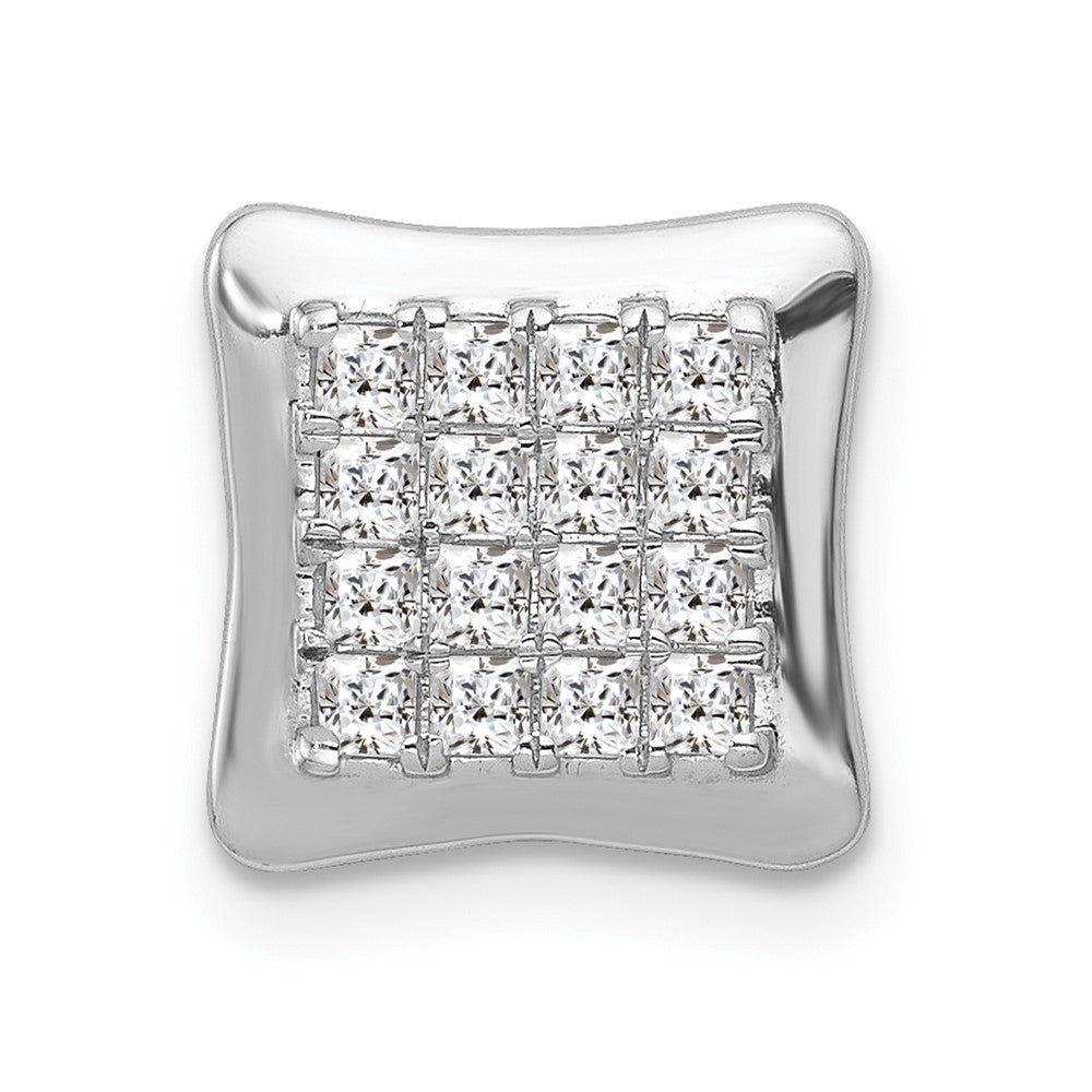 14K Weißgold 1/2ct. Echt Diamant Quadratisch Cluster Kette Anhänger