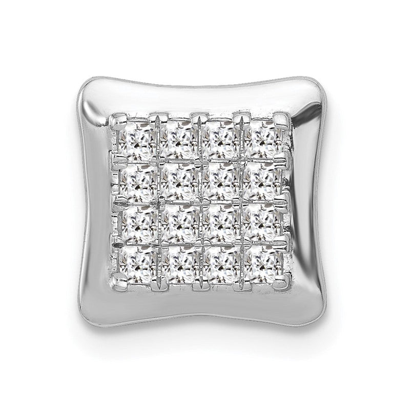 14K Weißgold 1/2ct. Echt Diamant Quadratisch Cluster Kette Anhänger