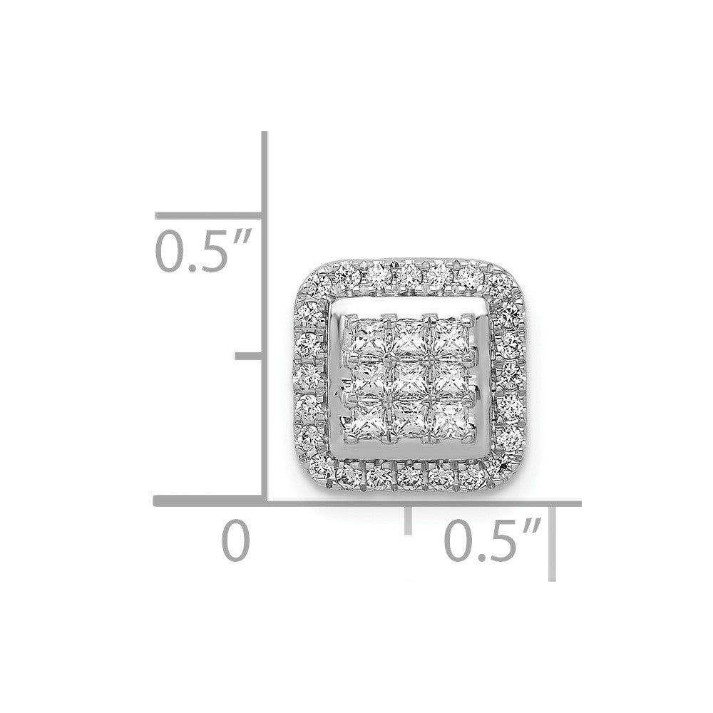 14K Weißgold 0,5 ct. Echter Diamant Quadratischer Cluster-Anhänger
