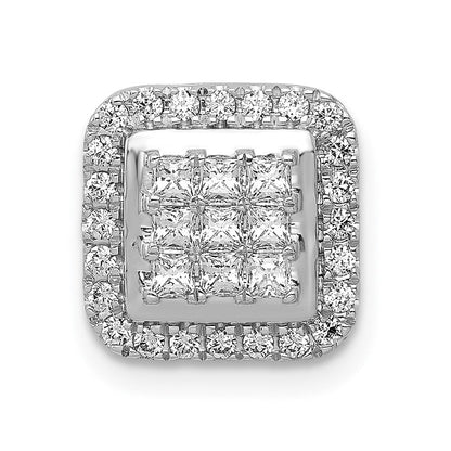 14K Weißgold 0,5 ct. Echter Diamant Quadratischer Cluster-Anhänger