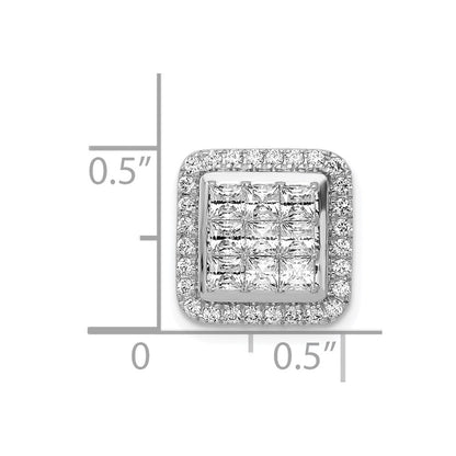 14K Weißgold 1 ct. Echter Diamant Quadrat-Cluster-Anhänger