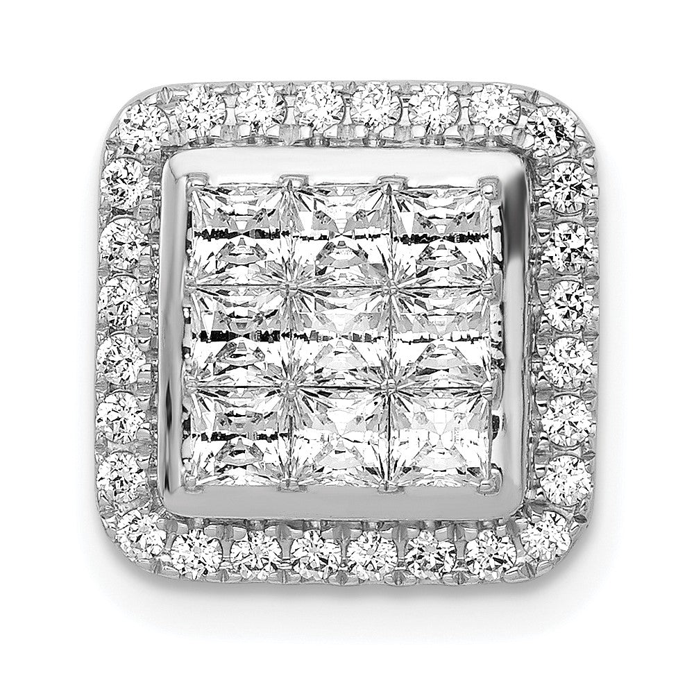 14K Weißgold 1 ct. Echter Diamant Quadrat-Cluster-Anhänger