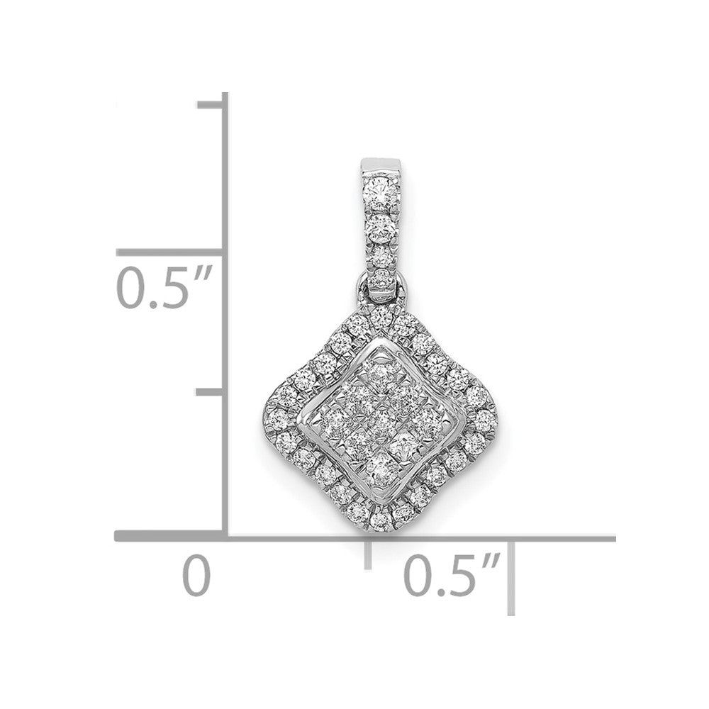 10K Weißgold 1/4ct. Diamant Cluster Anhänger