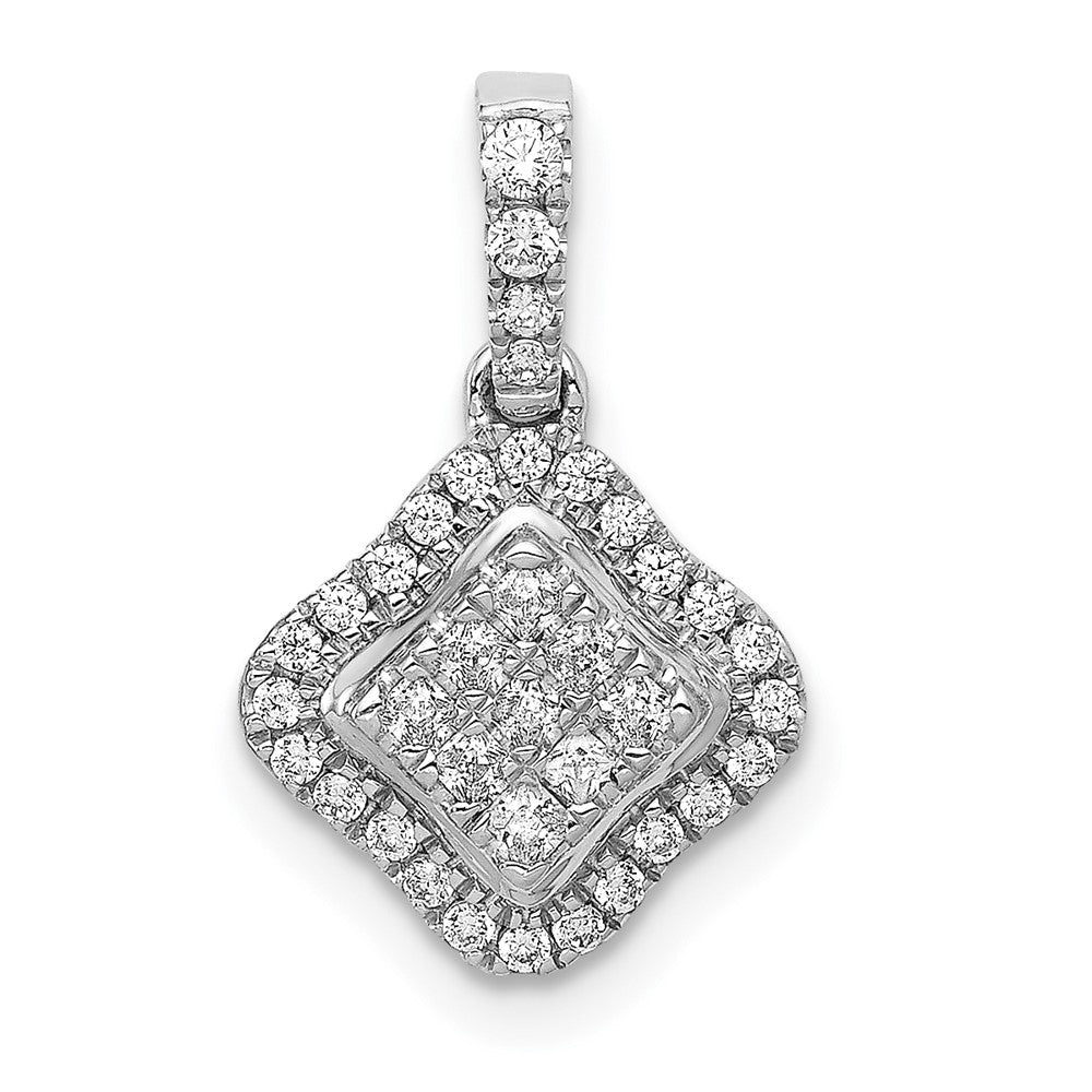 14 Karat Weißgold Anhänger mit Diamant-Cluster, 0,25 ct., echte Diamanten