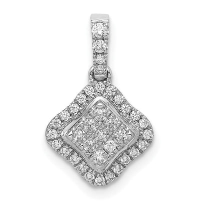 14 Karat Weißgold Anhänger mit Diamant-Cluster, 0,25 ct., echte Diamanten