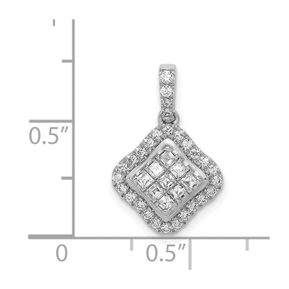 14K Weißgold Diamant-Cluster-Anhänger, 0,5 ct., echte Diamanten