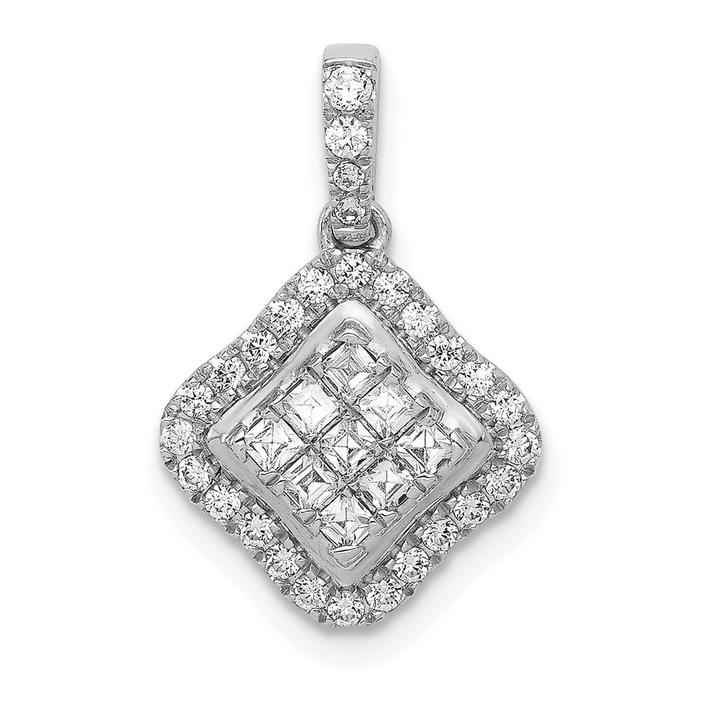 14K Weißgold Diamant-Cluster-Anhänger, 0,5 ct., echte Diamanten