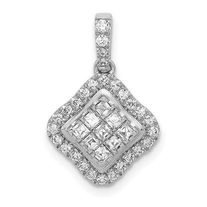 14K Weißgold Diamant-Cluster-Anhänger, 0,5 ct., echte Diamanten