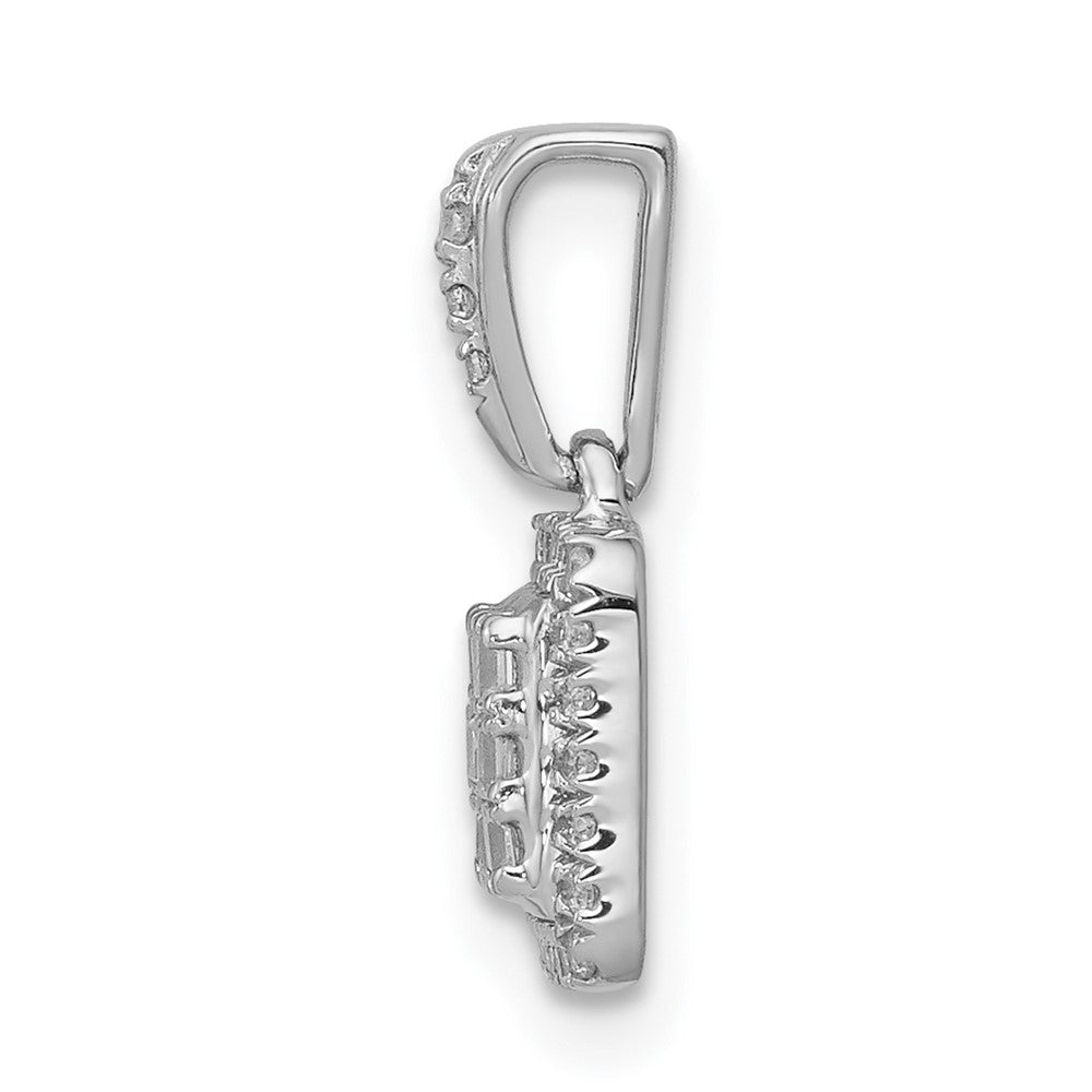 14K Weißgold Anhänger mit 0,25 ct. echten Diamanten, quadratisches Cluster-Design
