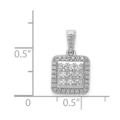 14K Weißgold 0,5 ct. Echter Diamant Quadratischer Cluster-Anhänger