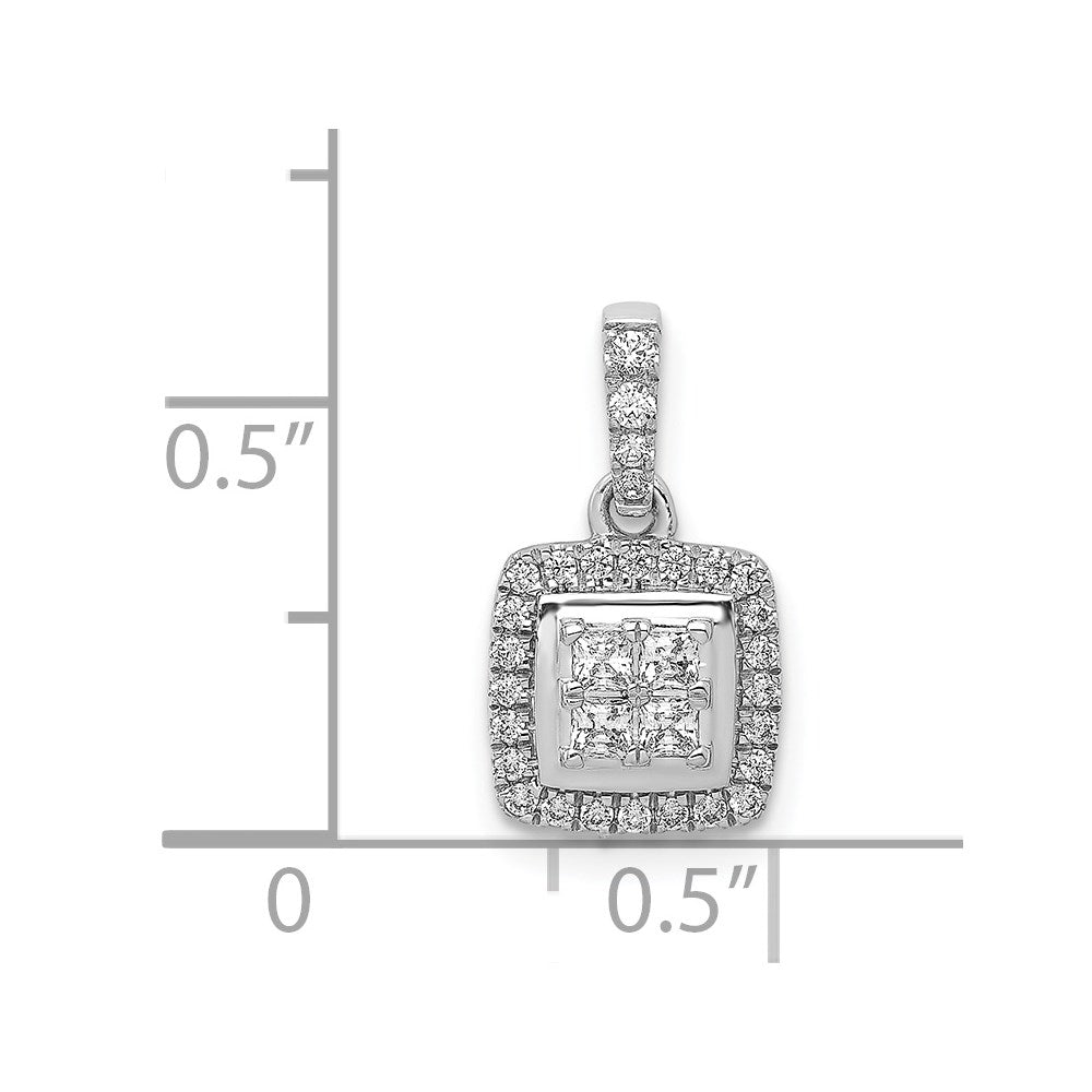 14K Weißgold 0,33 ct. Echter Diamant Quadrat-Cluster-Anhänger