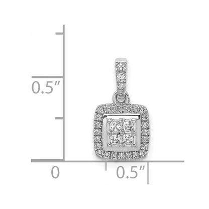 14K Weißgold 0,33 ct. Echter Diamant Quadrat-Cluster-Anhänger