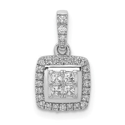 14K Weißgold 0,33 ct. Echter Diamant Quadrat-Cluster-Anhänger