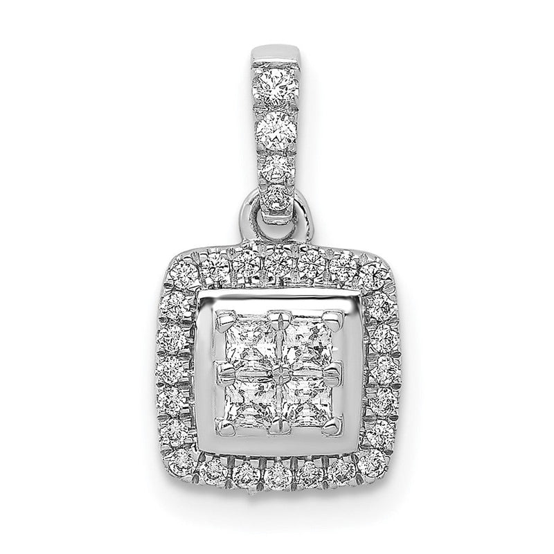 14K Weißgold 0,33 ct. Echter Diamant Quadrat-Cluster-Anhänger