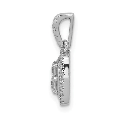 14k Weißgold 0,5 ct. Echter Diamant Quadratischer Cluster-Anhänger