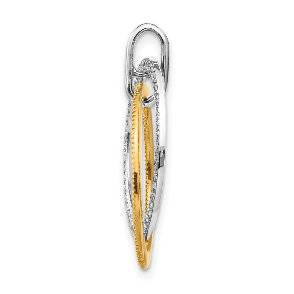 14K Bicolor Gold Anhänger mit ineinander verschlungenen Kreisen und 0,25 ct. echten Diamanten