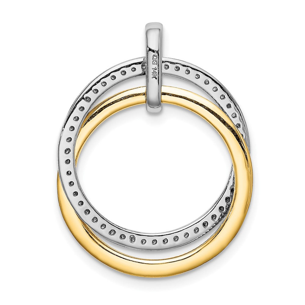 14K Bicolor Gold Anhänger mit ineinander verschlungenen Kreisen und 0,25 ct. echten Diamanten