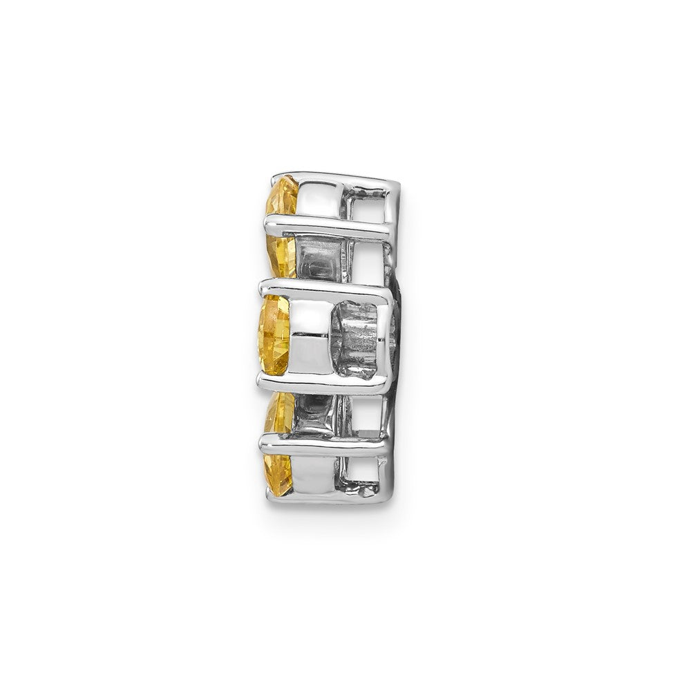 14K Weißgold Echt Diamant Citrin 6 Petal Blume Kette Anhänger