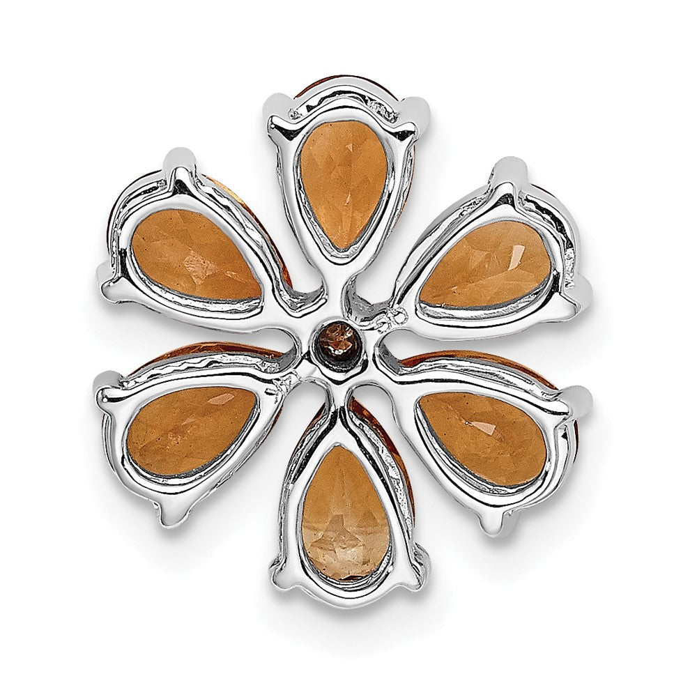 14K Weißgold Echt Diamant Citrin 6 Petal Blume Kette Anhänger