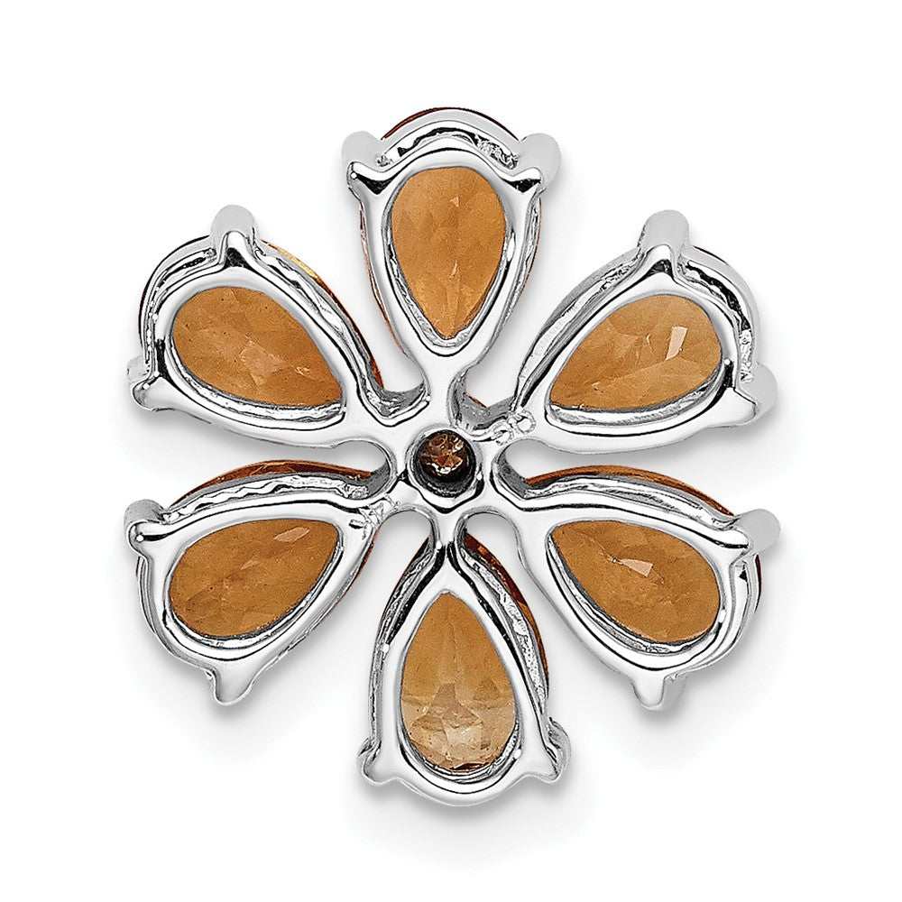 14K Weißgold Echt Diamant Citrin 5 Petal Blume Kette Anhänger