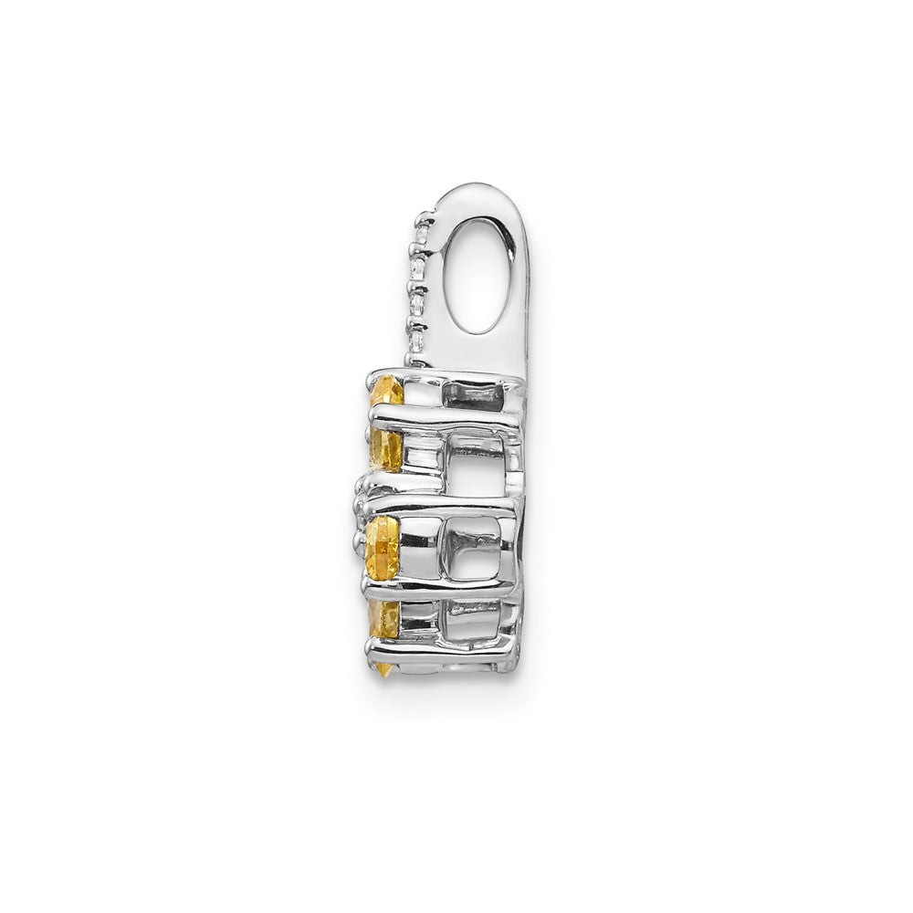 14K Weißgold Anhänger mit echtem Diamant und 1,37 ct. Citrin in Blütenform