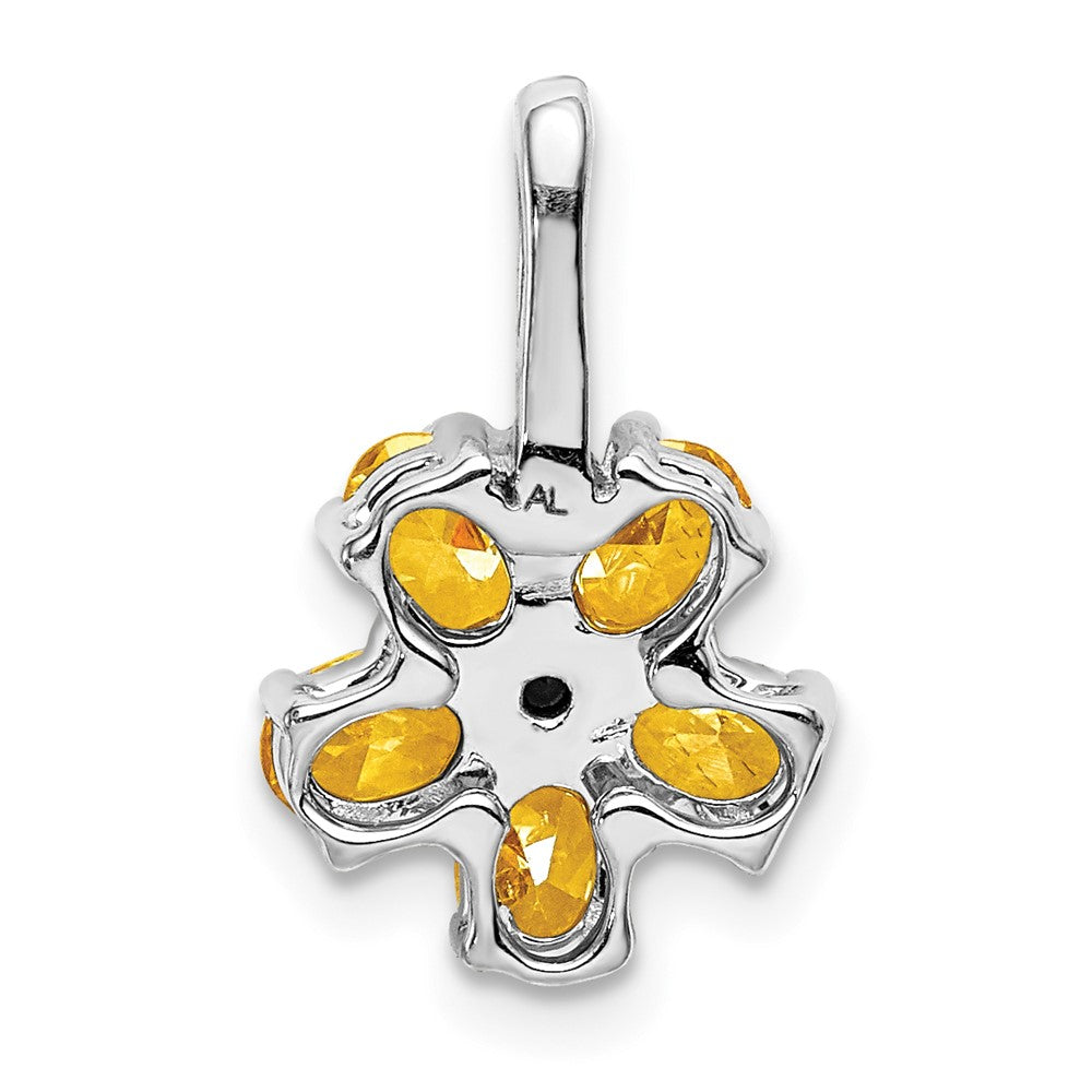 14K Weißgold Anhänger mit echtem Diamant und 1,37 ct. Citrin in Blütenform