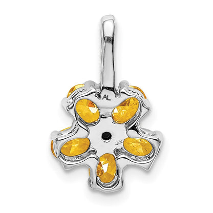 14K Weißgold Anhänger mit echtem Diamant und 1,37 ct. Citrin in Blütenform