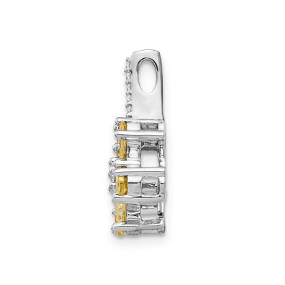 14K Weißgold Anhänger mit echtem Diamant und 1,69 ct. Citrin-Blume