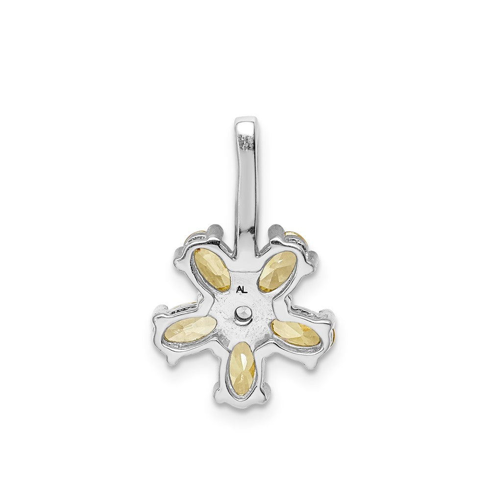 14K Weißgold Anhänger mit echtem Diamant und 1,69 ct. Citrin-Blume